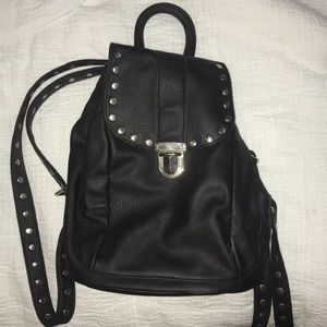 Faux Leather Black Studded Backpack